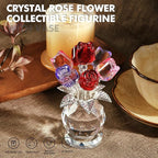 Crystal Rose Bouquet Flower Figurine Pink Purple and Red Flower Ornaments Gift for Lover