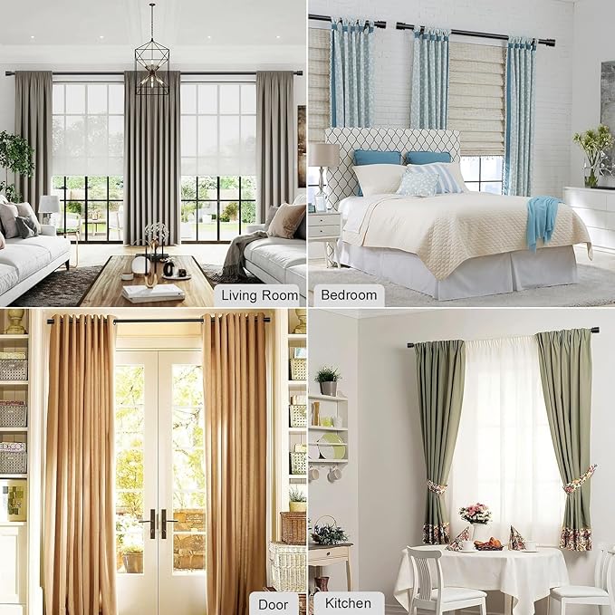 Latest Curtain Rods for Windows 28 to 120 Inches Length Adjustable 1 Inch Diameter Window Heavy Duty Curtain Rod with Aluminium Finials Set for Outdoor, Farmhouse, Bedroom, Living Room, Black