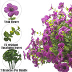 Artificial Fake Flowers for Outdoor Spring Decoration, 16 Bundles Faux Silk Colorful UV Resistant Realistic for Outside Porch Patio Home Yard Garden Planters Pots Window Box (Light Purple)