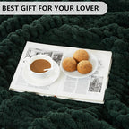 L'AGRATY Chunky Knit Blanket Throw - Soft Chunky Throw Blanket 50x60: 100% Hand Kintted Chenile Crochet Throw Blanket for Couch - Large Cable Knit Chunky Blanket for Home Decor(Olive Green)