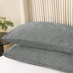 CaliTime Throw Pillow Covers Decorative 20 X 26 Inches Pack of 2 Cozy Chenille Standard Pillow Shams Cases for Couch Sofa Bed Living Room Home Medium Grey