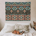 HZOHNAGO Aztec Tapestry Turquoise Blue and Brown and Native American Tribal Pattern Printed Wall Tapestry Wall Hanging for Bedroom Living Room Dorm 40" W x 30" H