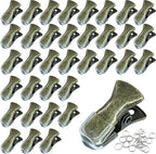 35 Pack Mini Metal Alligator Clips for Crafts Non-Slip Silicone-Coated Retro DIY Badge Small Clips (Glossy Bronze)