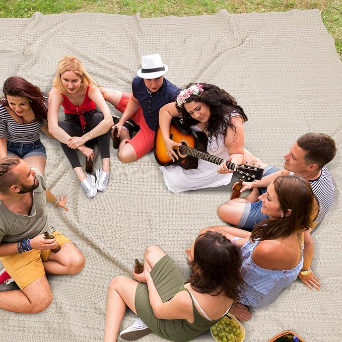 PHF 100% Cotton Waffle Blanket Oversized King 120"x120", Lightweight Breathable Extra Large 10'x10' Summer Blankets for Bed, Giant Big Luxury Aesthetic Woven Bedding for Home Decor, Oatmeal