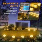 Solar Brick Lights Outdoor Solar Lights Outdoor Waterproof Patio Brick Lights Garden Decor for Outside 6 Packs for Patio,Yard,Walkway,Pathway Decor