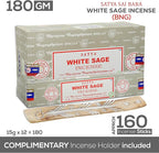 Satya Nag Champa White Sage Incense Sticks, SatyaBng (Bangalore) Insenses 15gmx12 Pack with Raajsee Insence Holder Bundle, Nag Champa Natural Incense