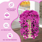 Artificial Bougainvillea Flowers for Outdoor Plant,4 pcs Faux Hanging Flowers Bougainvillea for Outside Decoration,Fake Silk UV Resistant Vines for Front Door Porch(Fuchsia)
