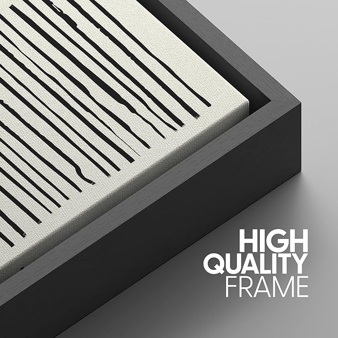 SIGNWIN Canvas Print Wall Art Line Art with Yellow and Red Squares Geometric Line Illustrations Modern Art Mid-Century Modern Warm for Living Room, Bedroom, Office - 16"x24"x3 Black