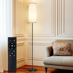 PARTPHONER Modern Floor Lamp with Remote Control - Stepless Dimmable LED Bulb, Adjustable Color Temperature & Brightness, Minimalist Tall Lamp for Living Room, Bedroom, Office, White