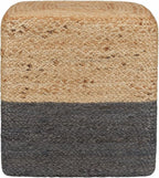 REDEARTH · Cube Pouf Foot Stool Ottoman - Jute Braided Pouffe Poof Accent Sitting Footrest for The Living Room, Bedroom, Nursery, Patio, Lounge & Other Rooms (14.5”x14.5”x16”; Natural Gray)