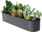 Raised Garden Bed Kit 8×2×1.4 FT Magnesium-Aluminum-Zinc Stainless Steel Metal Planter Box for Planting Outdoor Plants Vegetables（Gray）