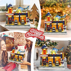 VCUTEKA Animated Christmas Village Houses, Lighted Musical Police Station Scene with Helicopter, Patrol Car, Dog, Victorian Xmas Village Collectible Building for Holiday Home Table Display Décor