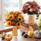 Vintage Glass Flower Vase，12 Pack Farmhouse Amber Gold Glass Centerpiece Vases Mason Jars for Weddings, Parties & Home Decor Bulk (12, Amber)