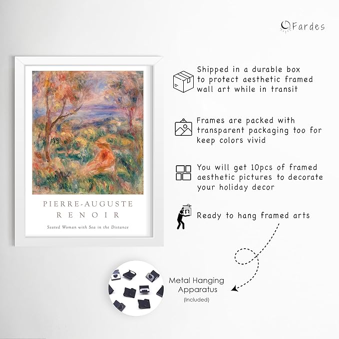 Kitchen Pictures Wall Decor Framed Wall Art Set of 10, White Framed William Morris Wall Art, Blue Artworks for Matisse Prints Set for Room Decor Aesthetic