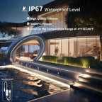 Outdoor LED Strip Lights Warm White, Neon Rope Lights 3000K IP65 Waterproof 24V DC with RF Remote, Neon Light Strip Dimmable Cuttable for Bedroom Under Cabinet Mirror House Pool 26FT