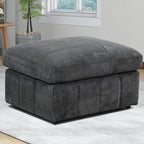 Ottoman Rectangular Storage Ottoman Bench, Flannel Footrest Stool Footstool with Lid for Living Room, Bedroom, Entryway, Dark Gray, 38"x30"x22"