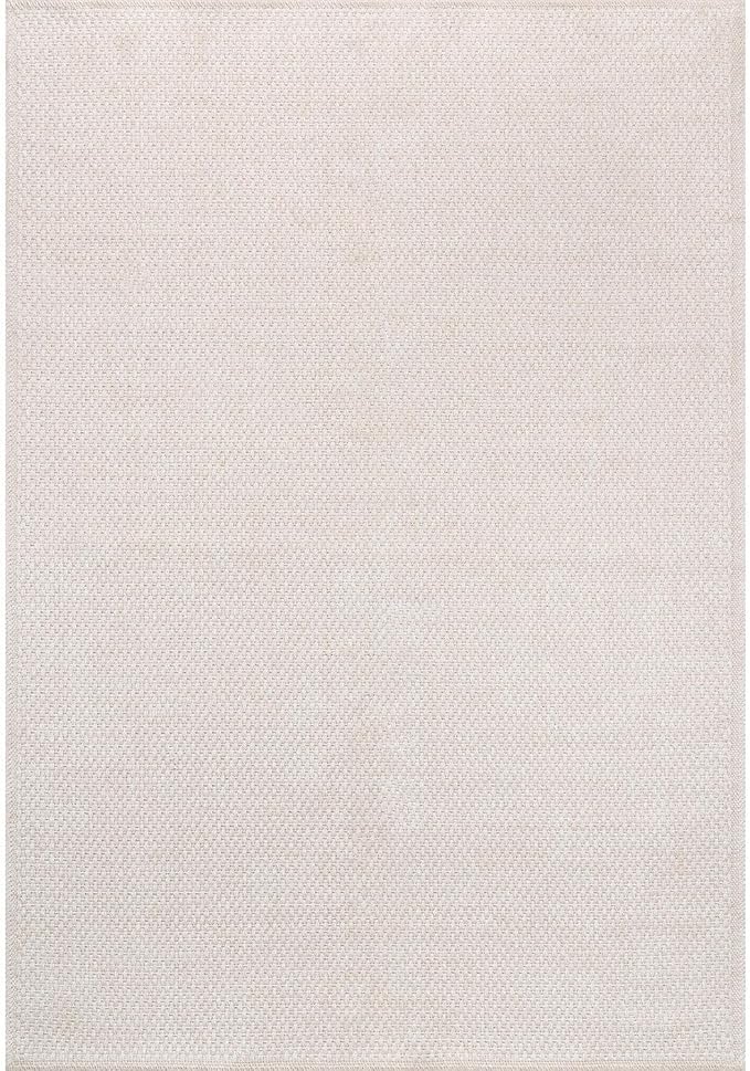CAMILSON Easy Jute Rug 9x12, Indoor Outdoor Off-White Farmhouse Area Rugs for Living Room Patio and Kitchen Rug, Solid Woven Design, Easy-Cleaning, Washable Outside Carpet Alfombras (9 x 12)