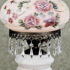 Touch of Class Beatrice Hurricane Rose Table Lamp Pink - Victorian Style - Crystal Beads, Glass - Floral Aesthetic, Roses - Electric - Vintage Antique Parlor Lamps for Home Desk, Bedroom