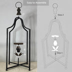 Large Tall Shabby Chic Lanterns Decorative Indoor Outdoor, Outside Gifts Front Porch Patio Vintage Metal Candle Holders, Fireplace Table Floor Farmhouse Rustic Decor Set of 2