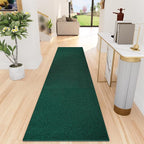 Runner Rug with Non Slip Rubber Backing, Washable Soft Floor Carpet for Kitchen, Hallway, Entryway Indoor, Bedroom, Laundry, Low Pile Area Rugs, Solid Color with Pointillism Style (Green, 2' * 10')