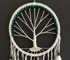 OMA Dream Catcher, Tree of Life Design with Feathers and Beads, White Suede Authentic Traditional Dream Catcher Boho Home Decor Bedroom Decoration Gift - Large Size - 36" Long x 11" Diameter (Green)
