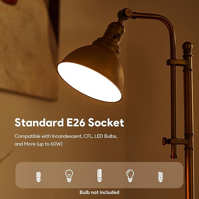 VONLUCE Rustic Desk Lamp Gold Adjustable, Industrial Style Metal Task Lamps 25"-29", Vintage Work Light, Farmhouse Reading Lamp in Brushed Gold Finish, ETL Certificate