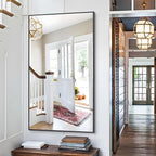 48x24In Black Bathroom Mirror for Wall, Rectangle Mirrors with Metal Frame, Bathroom Rectangular Mirror Modern Wall Mirror for Bedroom Living Room, Entryway Hangs Horizontal or Vertical