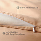 CUDDLE DREAMS Silk Filled Comforter for All Season, Detachable Tencel Duvet Cover for Easy Care, Naturally Breathable (Bronze, King)