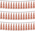 3P Rose Gold Foil Fringe Metallic Tassel Streamers Banner Tassel Garland for Parade Floats, Bachelorette, Wedding, Birthday, Halloween, Christmas, Bridal/Baby Shower Party Decorations