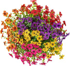 10 Bundles Artificial Faux Flowers for Outdoor,10Pcs Fake Flowers for Home Decor,Plastic Flowers Shrubs Lifelike Artificial Greenery Home Porch Stems Outside Decor(Mix)