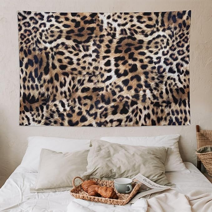 HZOHNAGO Leopard Print Tapestry Nature Wildlife Vintage Cheetah Fur Spot Animal Skin Wild Animals Spots Printed Wall Tapestry Painting Wall Hanging for Bedroom Living Room Dorm 90" W x 60" H