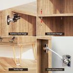 SIGNWIN Sideboard Buffet Cabinet, Kitchen Storage Cabinet with 2 Doors, Countryside Wood Panel Mountain Forest, Cupboard Console Table for Dining Room - 35" L x 18" W x 29" H