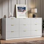 White Dresser for Bedroom, 9 Drawer Double Dresser, Modern Chest of Drawers for Bedroom, Living Room, Entryway and Closet, 63" L x 15.7" D x 31.5" H
