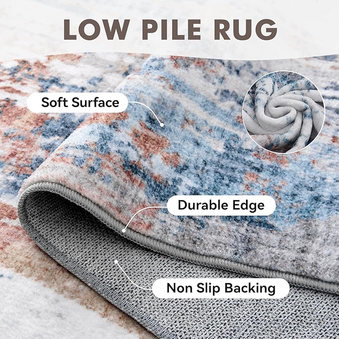 2x6 ft Runner Rugs for Hallway Non Slip Washable Hallway Runner Kitchen Bedroom Entryway Laundry Room Rug Long Easy Maintain Durable Low Pile Modern Abstract Colorful