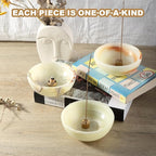 Koville Turkish Natural Marble Incense Holder, Incense Holders for Sticks, Sturdy Incense Burner Ideal for Meditation and Relaxing, Easy to Clean(Green Onyx)