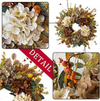 WANNA-CUL 24 Inch Fall Wreaths for Front Door with Hydrangea,Little Pumpkins-Fall Decorations for Home,Fall Door Wreath Decor for Autumn,Harvest, Halloween or Thanksgiving