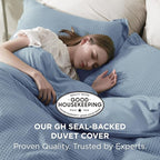 Bedsure Cotton Duvet Cover Queen - 100% Cotton Waffle Weave Grey Blue Duvet Cover Queen Size, GentleSoft™ and Breathable Bedding Set for All Season, 3 Pieces, 90"x90"