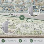 Topllen Runner Rug - 2'x6' Boho Washable Kitchen Rug, Non-Slip Soft Low Pile Rugs Indoor for Entrance Living Room Bedroom Bathroom,Vintage Throw Hallway Carpet Stain Resistance (Green, 2x6ft)