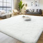 Soft Fluffy Rug for Living Room, 4x6 Cream White Shag Area Rug for Bedroom Living Room, Non-Slip Fuzzy Carpet for Girls Boys Kids, Throw Rugs for Dorm, Modern Home Decor Aesthetic