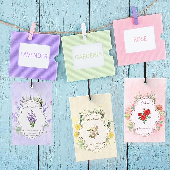 12 Packs Scented Sachets for Drawer and Closet, Long-Lasting Sachet Bags Drawer Deodorizers，Home Fragrance 3 Scents Option- Lavender Rose Gardenia