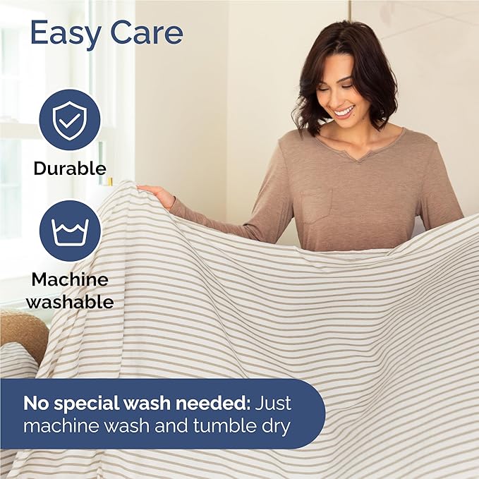 Twin XL Size 3 Piece Sheet Set - Comfy Breathable & Cooling Bed Sheets Set - Hotel Luxury Bedding for Women, Men, Kids, Teens, Boys & Girls - Deep Pockets & Wrinkle Free - Oeko-Tex - Beige Stripes 2