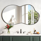 Suidia Irregular Wall Mirror, 36"x24" Bathroom Mirror Asymmetrical Mirrors Artistic Mirrors Decorative for Living Room Bedroom Bathroom Hallway Entryway, Black, Cloud Style