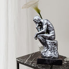 Thinking Man Statue, 9.5'' Famous Bronze Sculpture by Rodin, Nude Art Craft for Home Decor or Gift