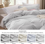 Bedsure Light Grey Duvet Cover Full Size - 3 Pieces Prewashed Extra Soft Cotton-Like Bedding Set, Includes 1 Duvet Cover 80x90 Inches with Zipper Closure & 2 Pillow Shams, Comforter Not Included