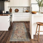 GENIMO Runner Rug 2x5 Non Slip Machine Washable Vintage Hallway Runner Rug, Low Pile Lightweight Rugs for Entryway, Hallway, Kitchen and Corridor, Antique Red