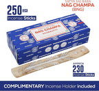 Raajsee Incense Holder Bundle with Satya Nag Champa Incense Sticks 250 gm Pack, Satya Sai Baba Nagchampa Natural Insence Sticks
