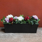 Elly Décor Set of 2 24x8 Rectangular Modern, Resistant and Self Watering Planter with Rattan-Like Finish, 24", Gray