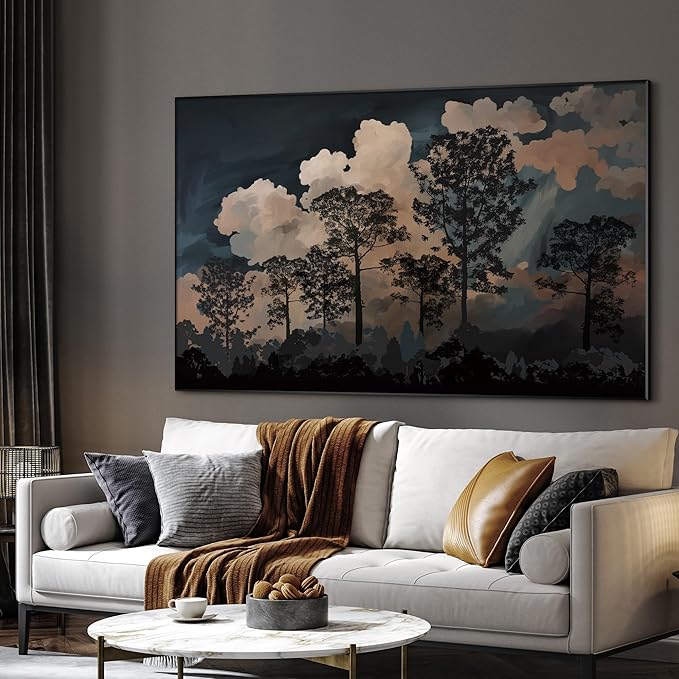 SIGNWIN 46"x72" Extra Large Framed Wall Art Silhouetted Trees at Dusk, Dramatic Forest and Cloudscape for Home Living Room Bedroom Decor (Frame Assembly Required)
