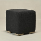 KINWELL 18.5" Wide Modern Square Boucle Upholstered Ottoman with Solid Wood Legs, Cube Ottoman Multi-Functional Sofa Footrest, Extra Seating for Living Room, Bedroom, Fully Assembled (Black)