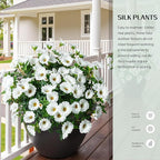 UV Resistant Artificial Petunias 13.3In Fake Flowers Artificial Flowers for Outdoors Silk Flowers 8PCS Fake Hanging Basket Plants Suitable for Outdoor Porch Decoration Patio Decor (White)